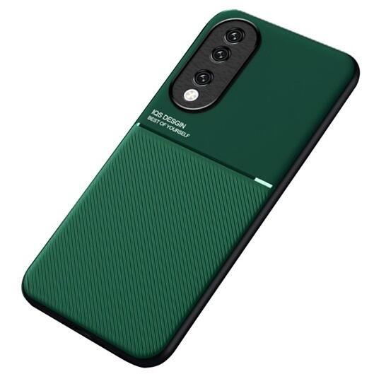 Gigapack Honor 90 5G mágneses, bőr hatású, csíkos mintás tok sötétzöld (GP-146731) (GP-146731)