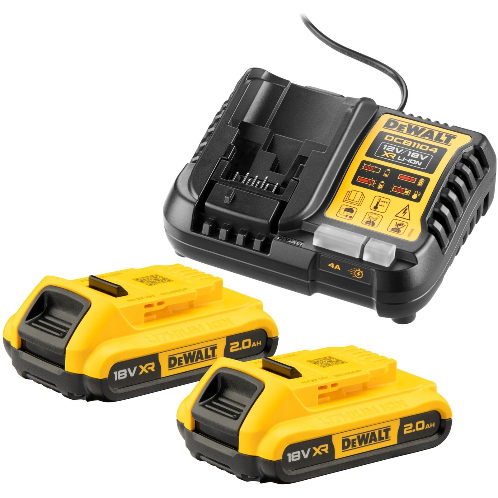 DeWalt DCB1104D2-QW 18V 2x Akkumulátor 2000mAh + 1x Töltő (DCB1104D2-QW)