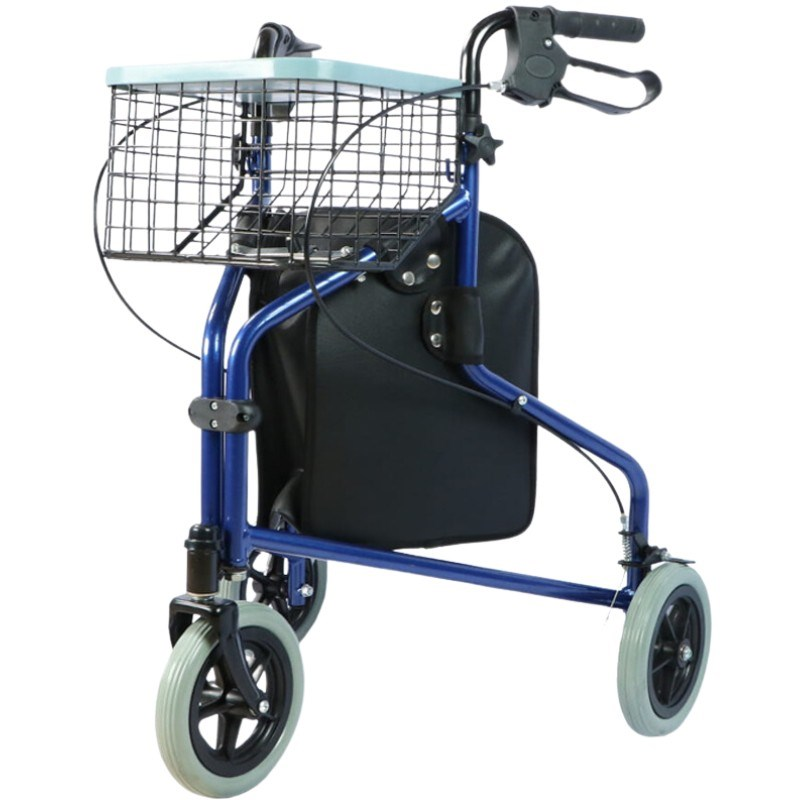 Rehafund Praktikus 3 kerekű rollátor kosárral és táskával Max 110kg - Kék (RF-621)