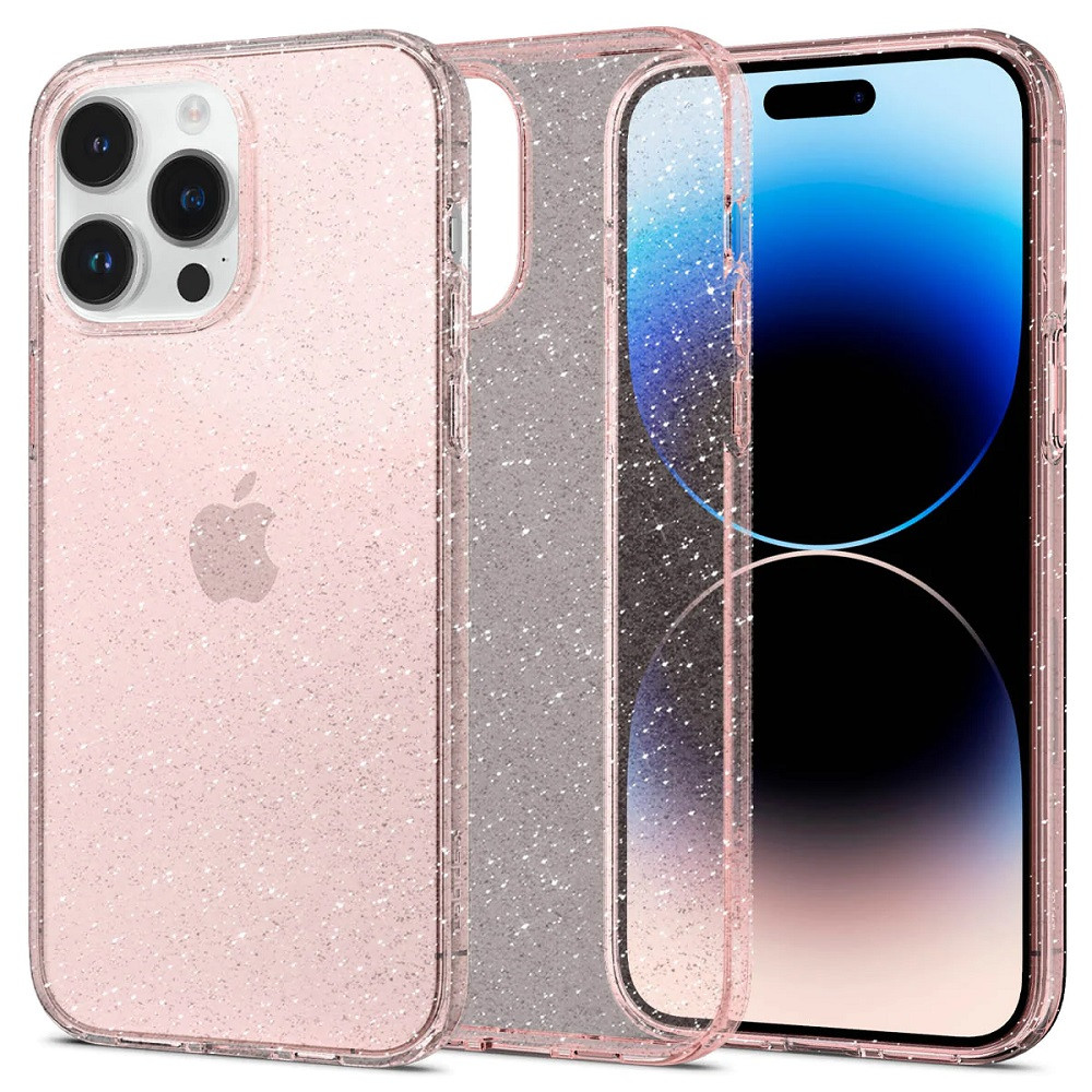 Apple iPhone 14 Pro, Szilikon tok, Spigen Liquid Crystal Glitter, átlátszó/vörösarany (S66759)