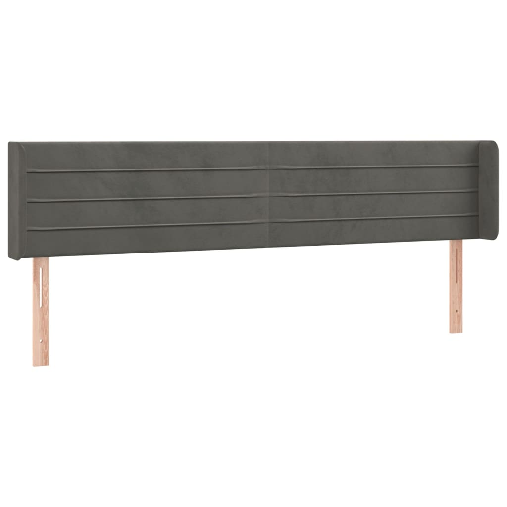 sötétszürke bársony szárnyas fejtámla 163x16x78/88 cm (3118963)