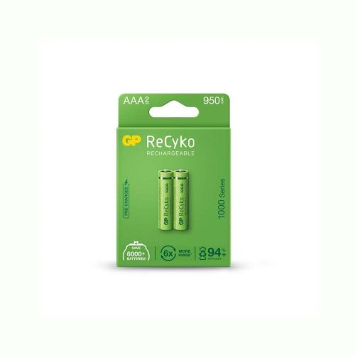 Комплект 2 акумулаторни батерии GP ReCyko, NiMH, 1000mAh, Зелен