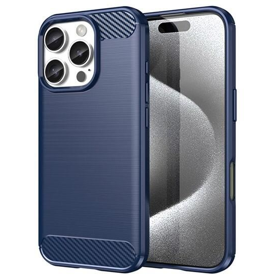 Gigapack Apple iPhone 16 Pro szálcsiszolt, karbon mintás tok sötétkék (GP-163632) (GP-163632)