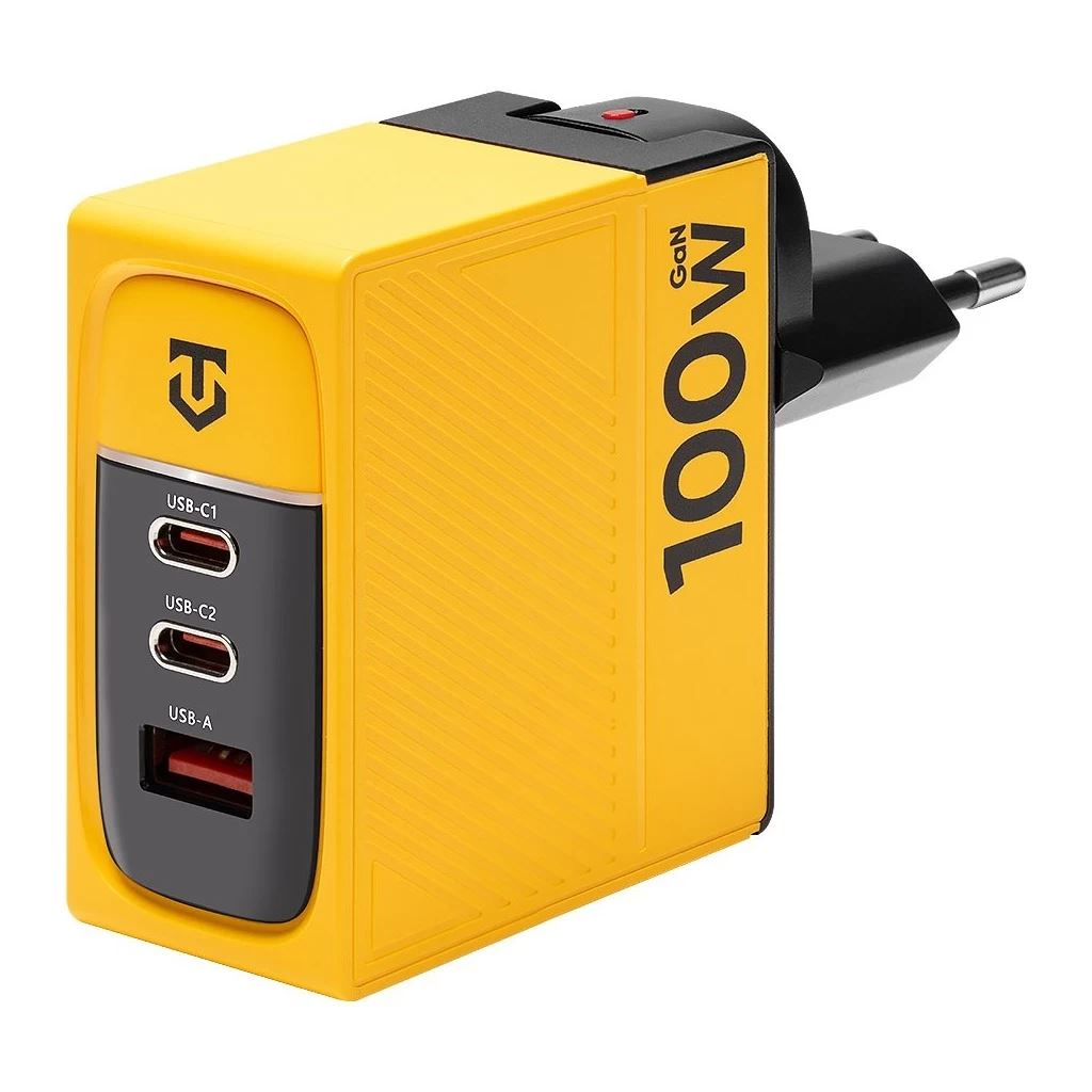 Tactical Nett Warrior GaN 100W USB-A + 2x USB-C hálózati töltő sárga (129686) (tac129686)