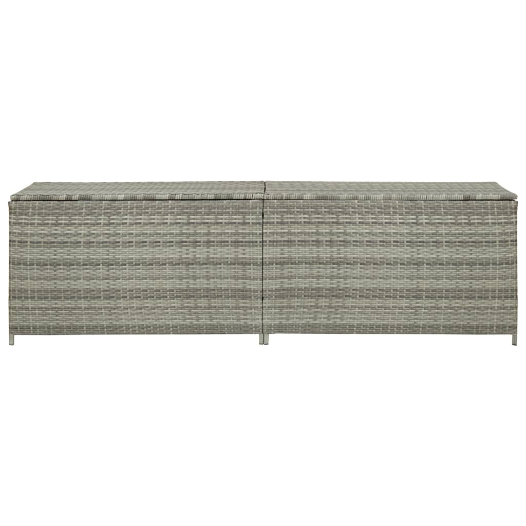 szürke kerti polyrattan tárolóláda 200 x 50 x 60 cm (46476)
