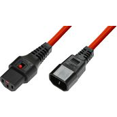 IEC C14/IEC C13 Egyenes M/F 3m Piros Tápkábel IEC LOCK-kal (IEC-PC1387)