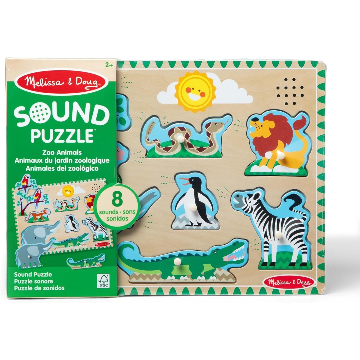 Melissa & Doug MPZ WPZ Zoo Animals Sound Pzl GML Puzzle cu forme 8 buc. Animale