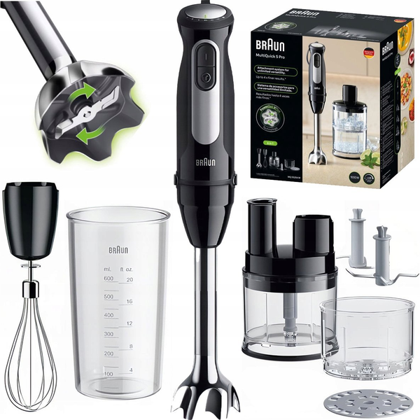 Braun MultiQuick 5 MQ55.254MBK 0,5 L Nedsænkning blender 1000 W Sort, Rustfrit stål