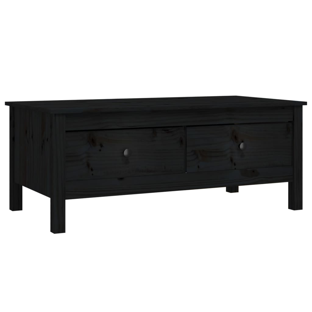 fekete tömör fenyőfa dohányzóasztal 100 x 50 x 40 cm (814608)