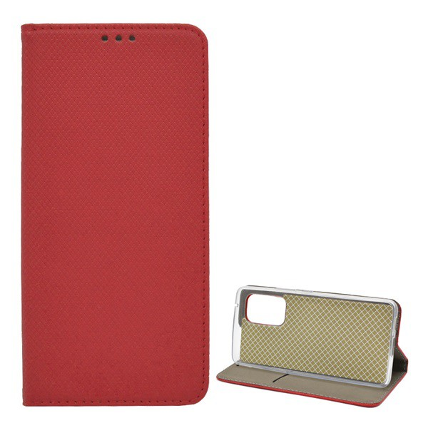 Tok álló, bőr hatású (FLIP, oldalra nyíló, asztali tartó funkció, rombusz minta) PIROS [Samsung Galaxy A53 (SM-A536) 5G] (5996591124681)