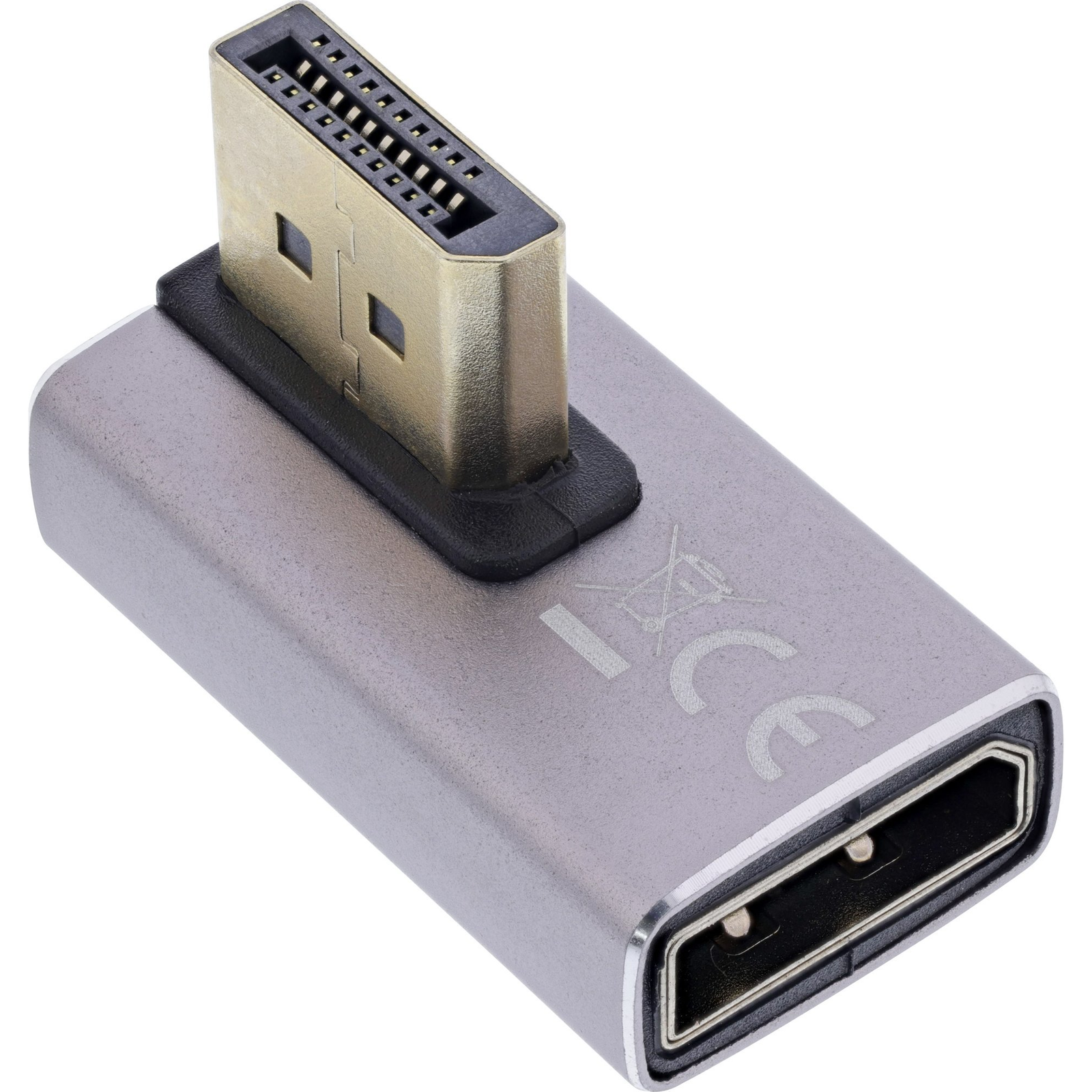 InLine 17291I csatlakozó átlakító DisplayPort Szürke, Fekete