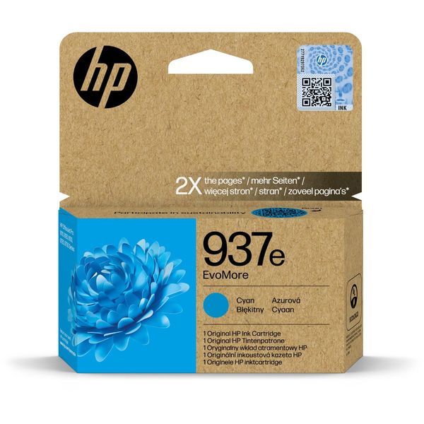 HP 937e EvoMore Cyan Original Ink Cartridge cartuccia d'inchiostro 1 pz Resa elevata (XL)