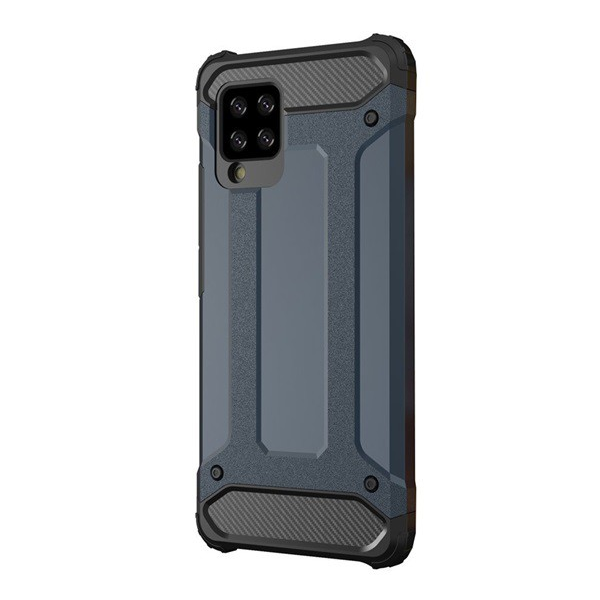 Defender műanyag telefonvédő (közepesen ütésálló, légpárnás sarok, szilikon belső, fémhatás) SÖTÉTKÉK [Samsung Galaxy A42 5G (SM-A425F)] (5996591050263)