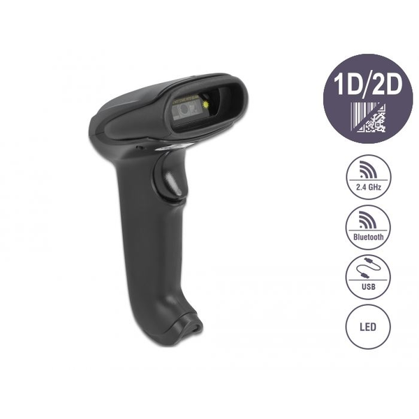 Delock Vonalkódolvasó 1D és 2D bluetooth vagy USB-hez fekete (90562)