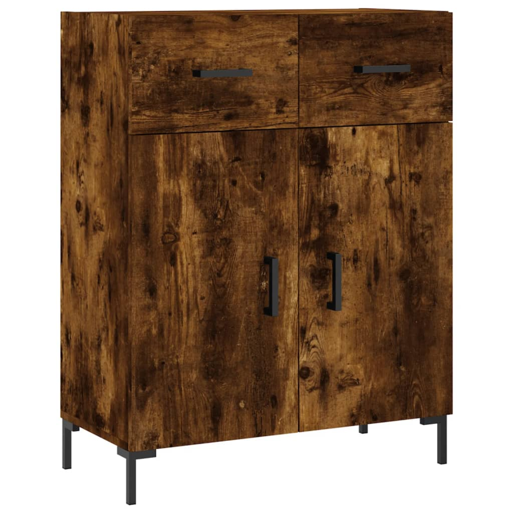 füstös tölgyszínű szerelt fa tálalószekrény 69,5 x 34 x 90 cm (827985)