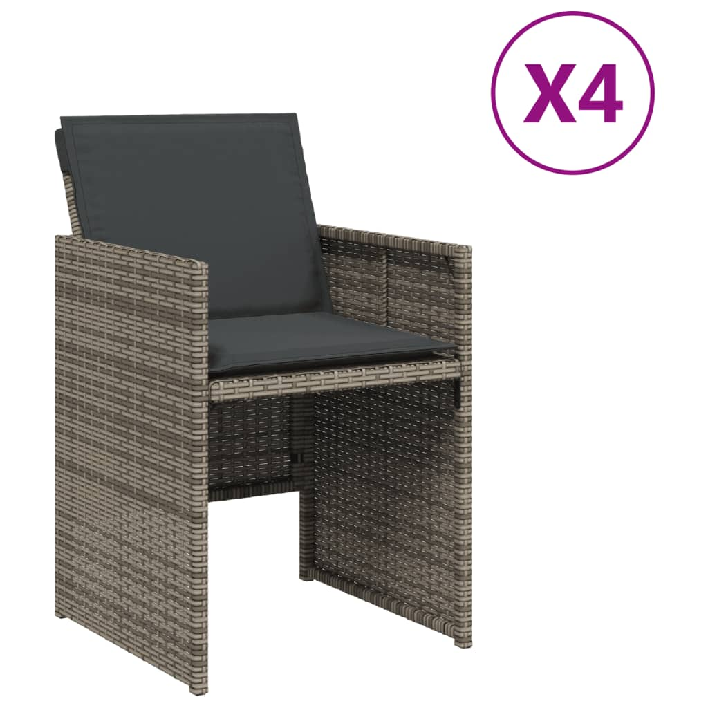 4 db szürke polyrattan kerti szék párnával (4007437)