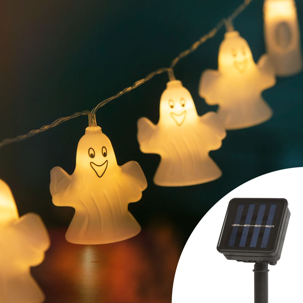Family 10 melegfehér LED-es szolár fényfüzér - szellem, 1,1m (58222B) (58222B)