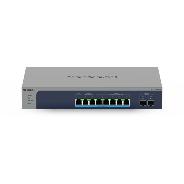 NETGEAR MS510TXUP netværksswitch Administreret L2/L3/L4 10G Ethernet (100/1000/10000) Strøm over Ethernet (PoE) Grå, Blå