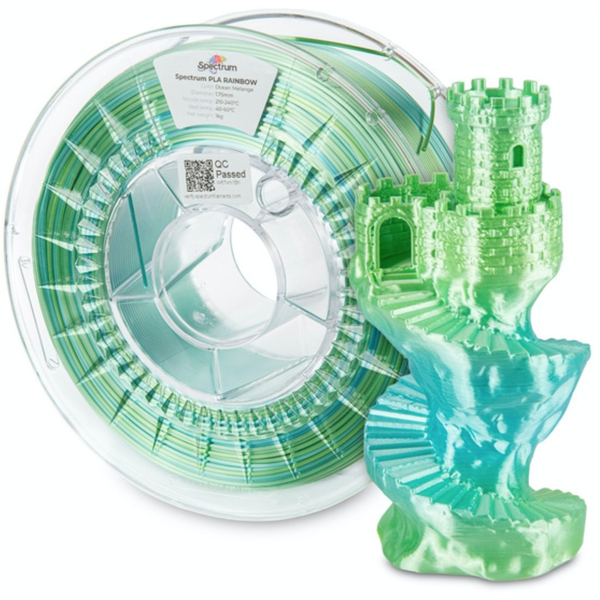 Spectrum 3D filament, PLA Silk Rainbow, 1,75mm, 1000g, 81018, ocean melange