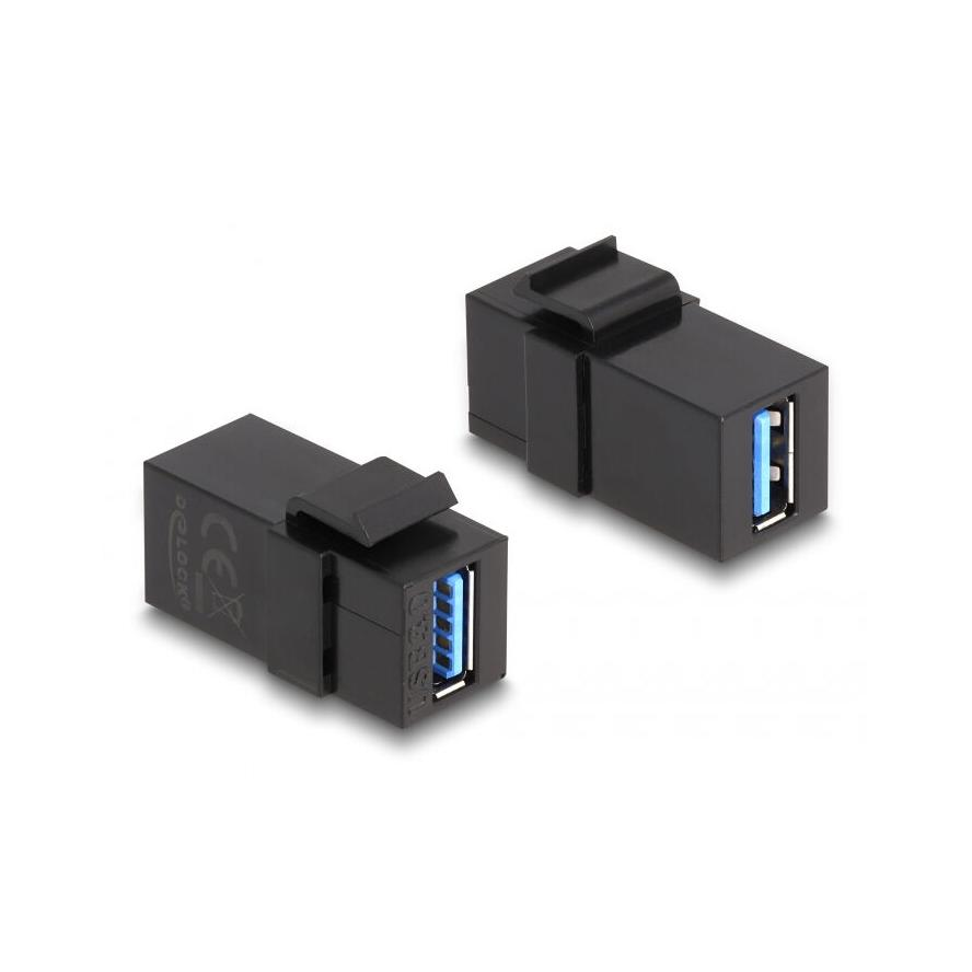 Delock USB-A anya - USB-A anya Keystone modul - Fekete (87831)