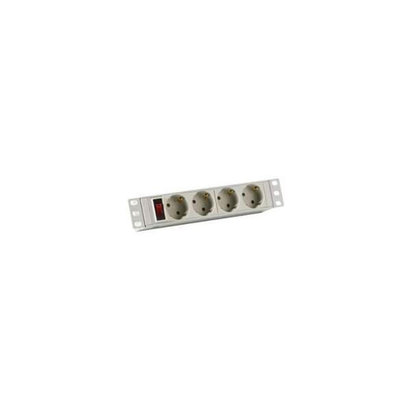 EFB 10" 1HE Steckdosenleiste 4xCEE 7/3 mit Schalter,Alu,grau