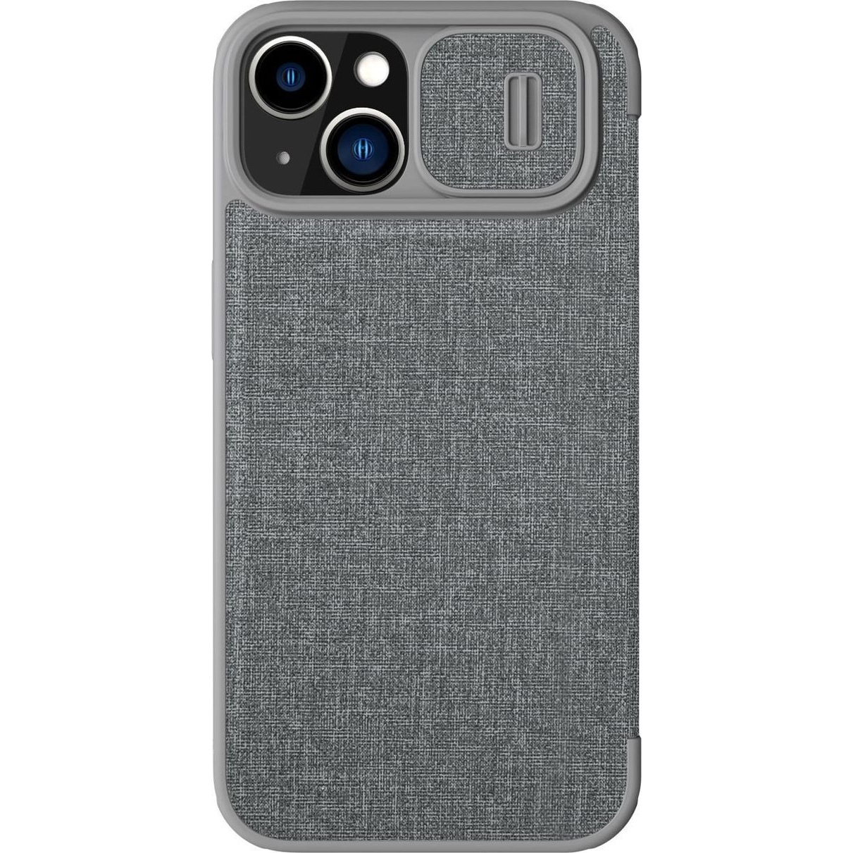 Nillkin Qin Pro Cloth Apple iPhone 14 Plus bőr flip tok, szürke (NLK795)