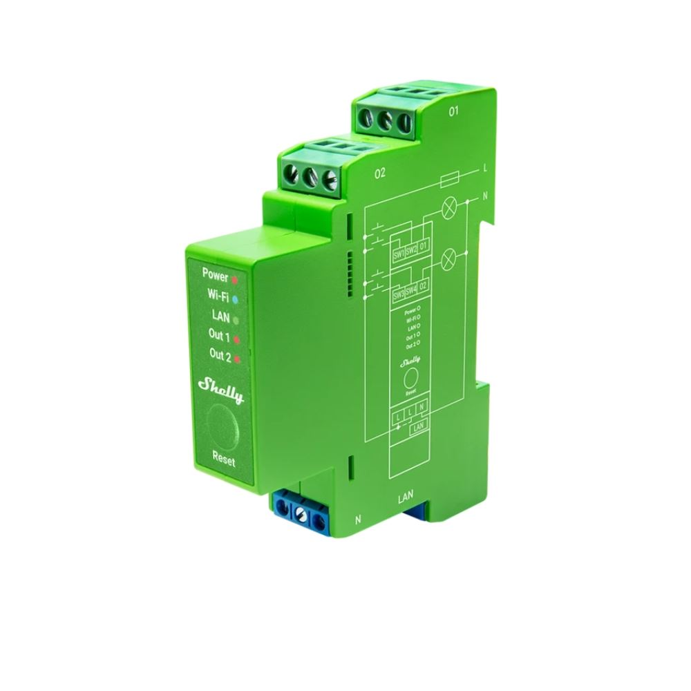 Shelly PRO Dimmer 2PM, DIN-sínes, 2 áramkörös (WiFi + Ethernet + Bluetooth) (ALL-REL-PRODIM2PM) (ALL-REL-PRODIM2PM)