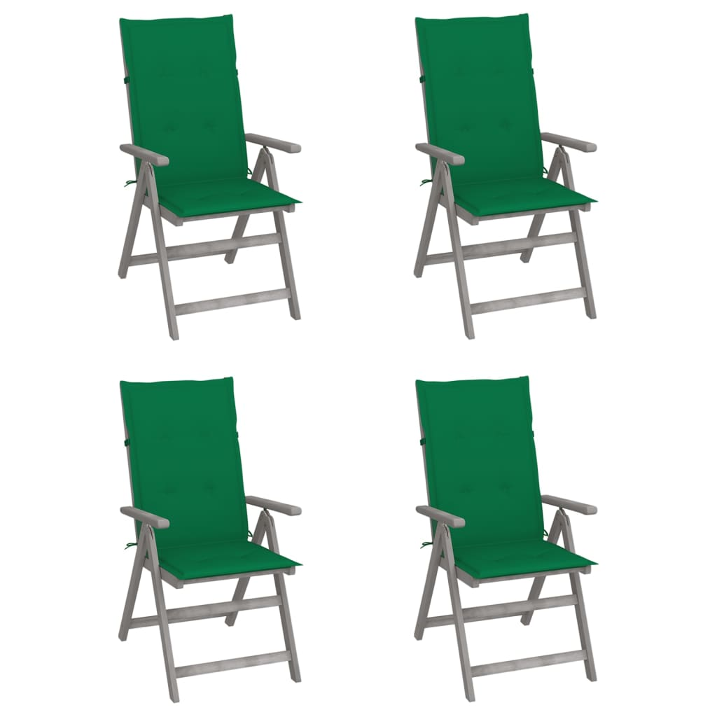 4 db dönthető tömör akácfa kerti szék párnával (3065382)