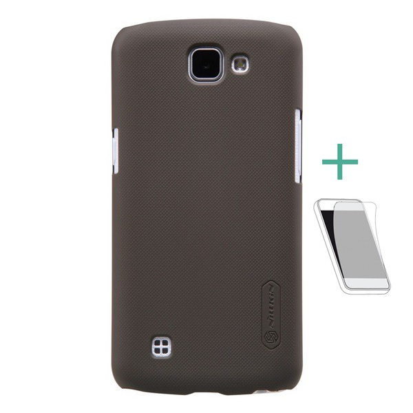NILLKIN SUPER FROSTED műanyag telefonvédő (gumírozott, érdes felület + képernyővédő fólia) ARANYBARNA [LG K4 (K120e)]