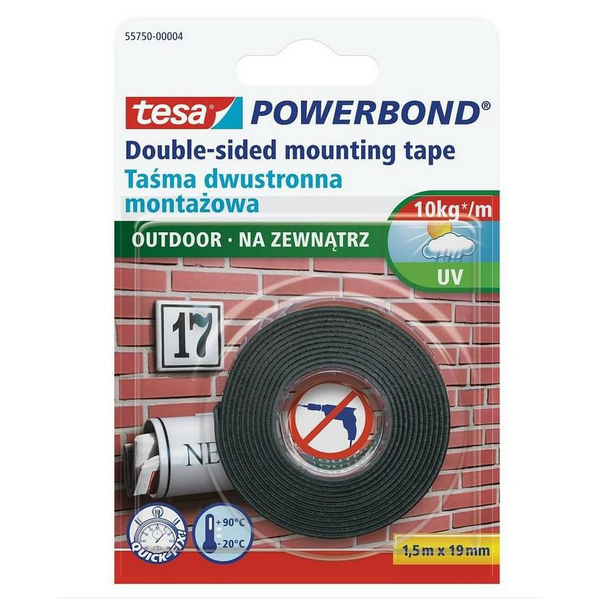 Kétoldalas Ragasztószerelő Szalag Tesa 19mm x 1,5 m Vízálló Habosított