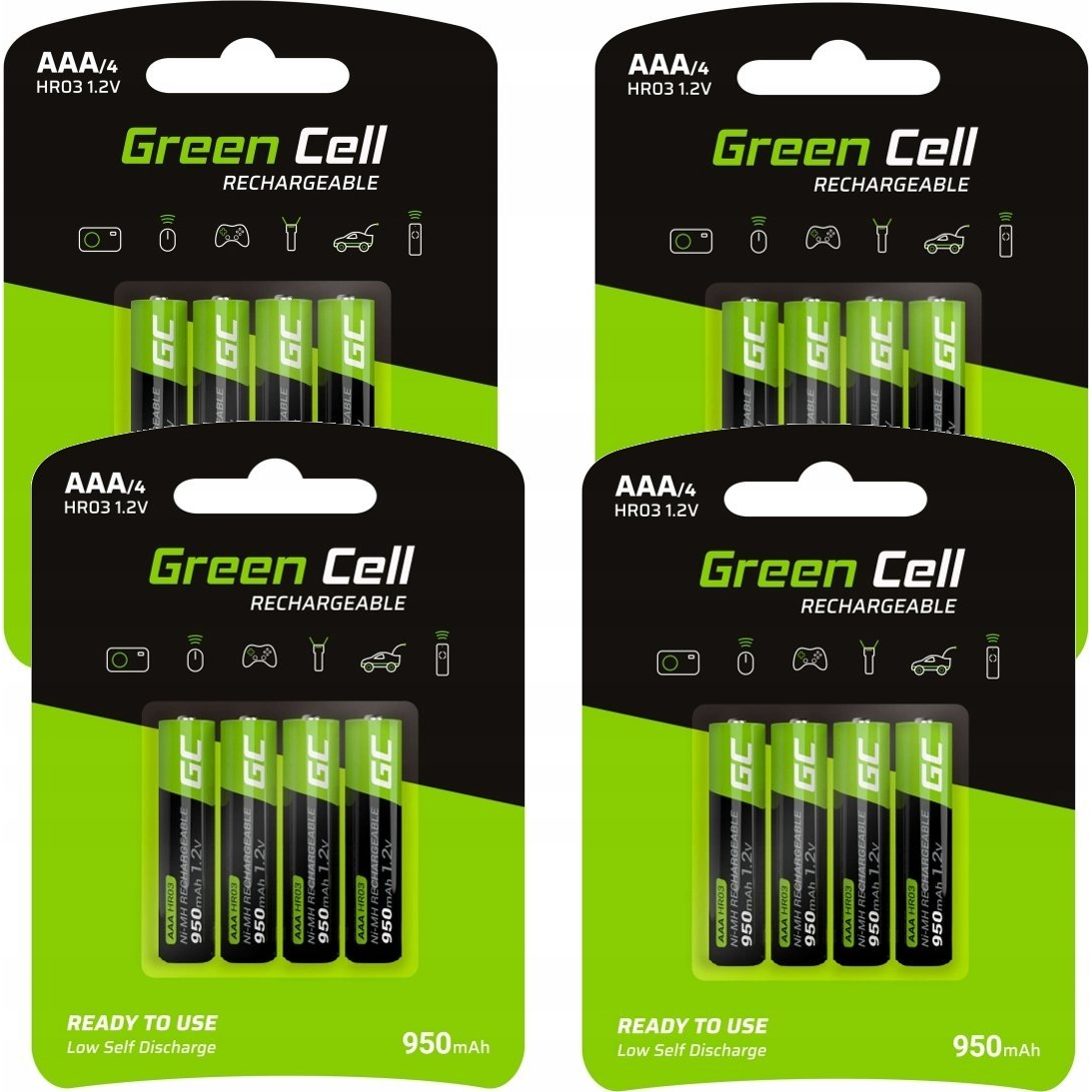4x Green Cell Akkumulátor AAA HR03 950 mAh GR12 (GR12)