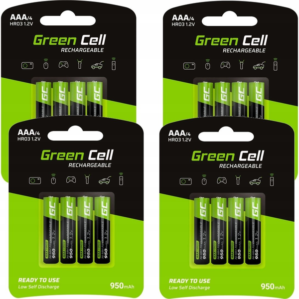 Baterie Green Cell AAA (R3) 950 mAh 1,2 V NiMH 16 ks