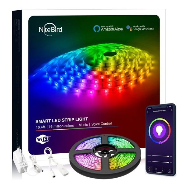 NiteBird SL3 Smart Wi-Fi-s RGB LED szalag 2x5m, zene és APP vezérlés (SL3) (SL3)