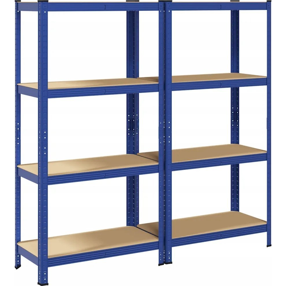 2 db 4-szintes kék acél és szerelt fa tárolópolc (4016935 VidaXL)