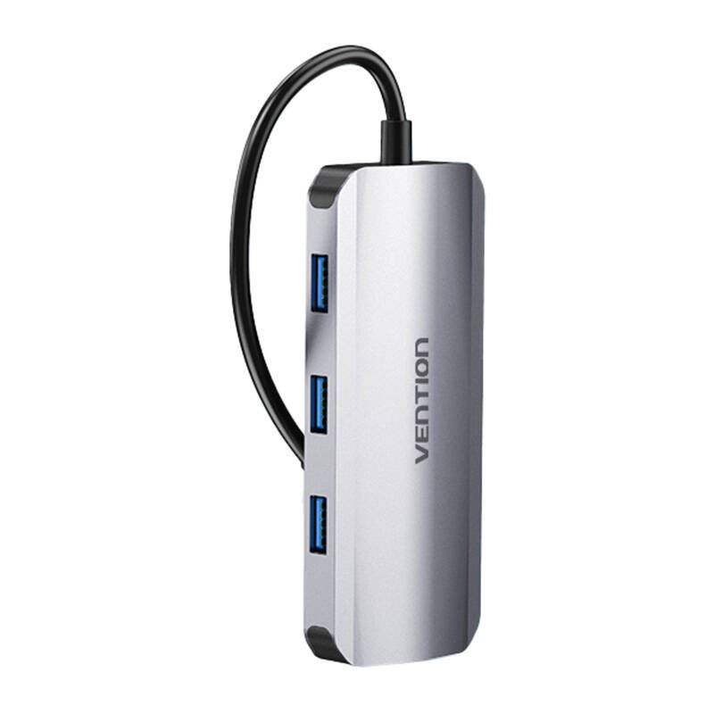 Vention TOHHB dokovacia stanica a replikátor portov Kábel USB 3.2 Gen 1 (3.1 Gen 1) Type-C Strieborná (TOHHB)
