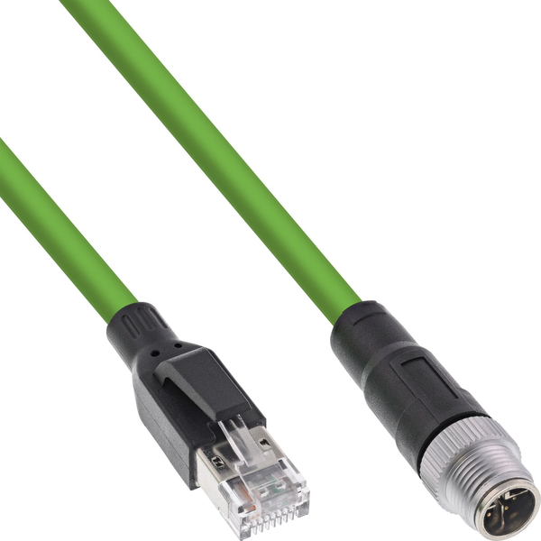 InLine 40615 kábel pre snímače a akčné členy 15 m M12 RJ-45 Zelená