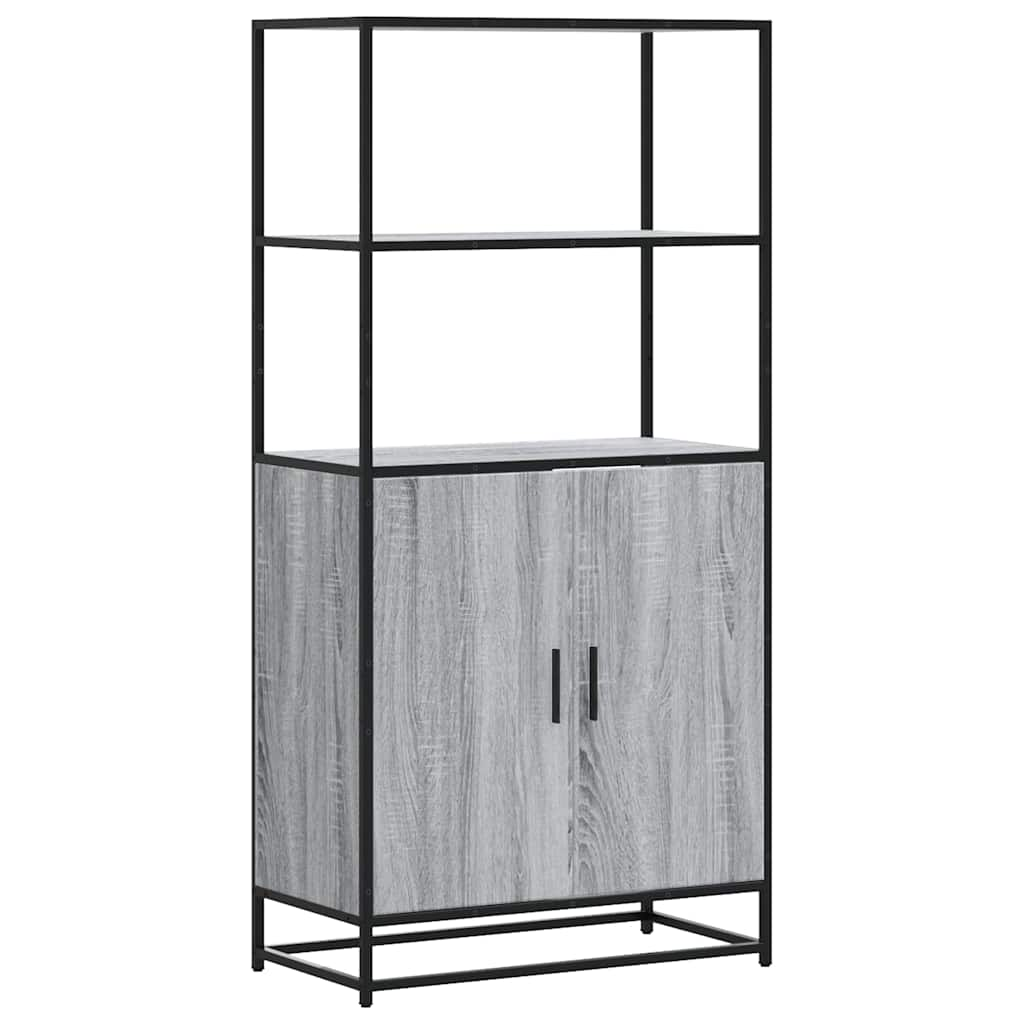 Highboard szürke sonoma 68x35x139 cm gépelt fa és fém (849052)
