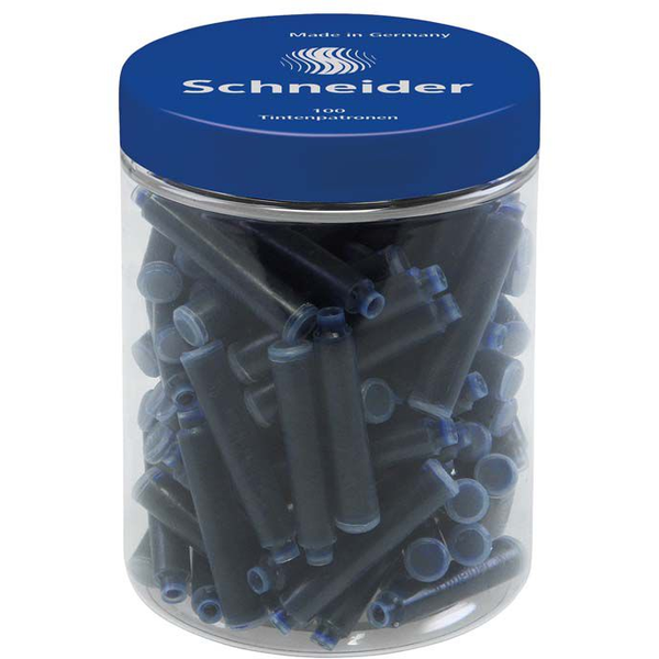 Töltőtoll patron, 100 db, SCHNEIDER, királykék