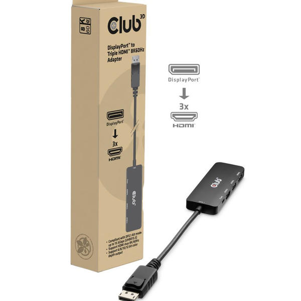 CLUB3D CSV-7330 DisplayPort to Triple HDMI 8K60Hz Adapter