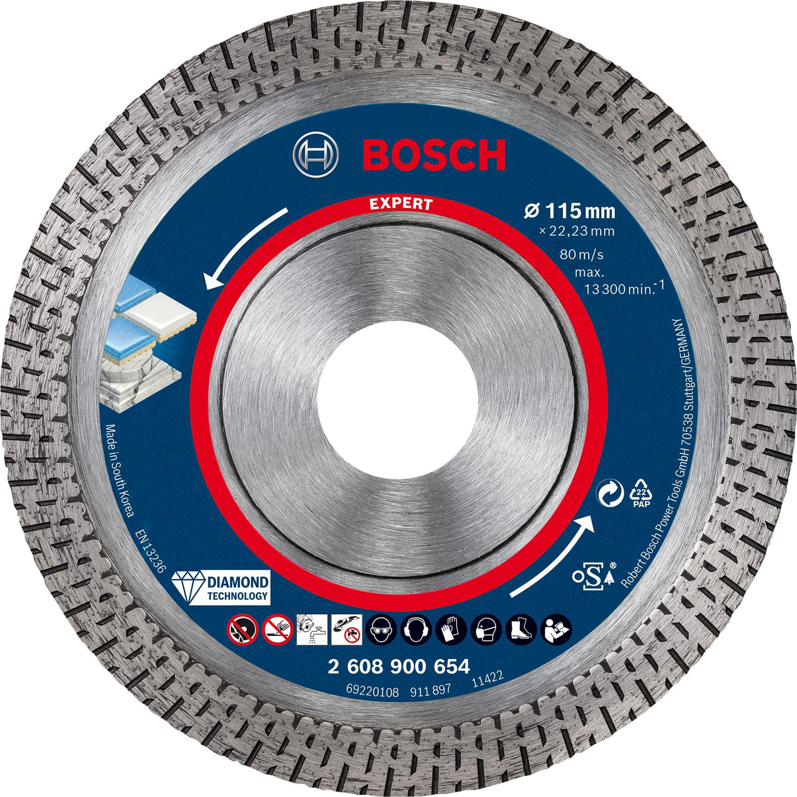 BOSCH gyémánt vágókorong EXPERT HardCeramic 115 × 22,23 × 1,4 × 10 mm 2.608.900.654 (2.608.900.654)