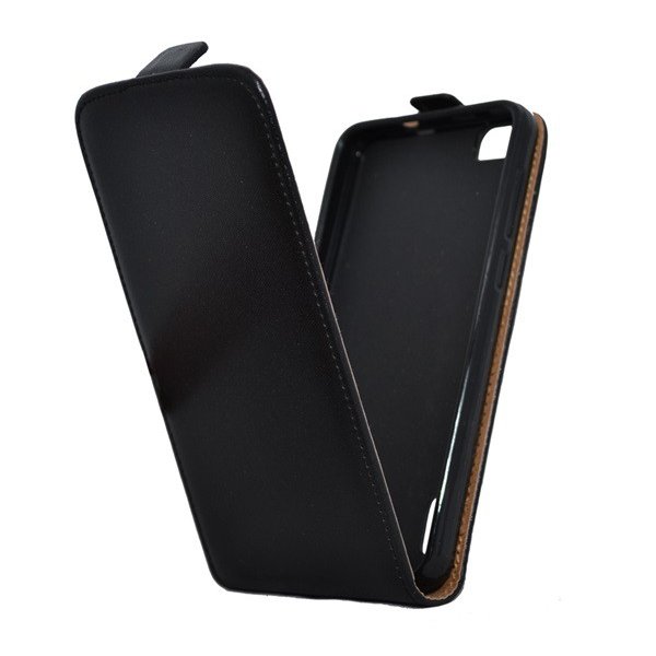 Tok álló, bőr hatású (FLIP, lefelé nyíló) FEKETE [Honor 6] (5996457517916)