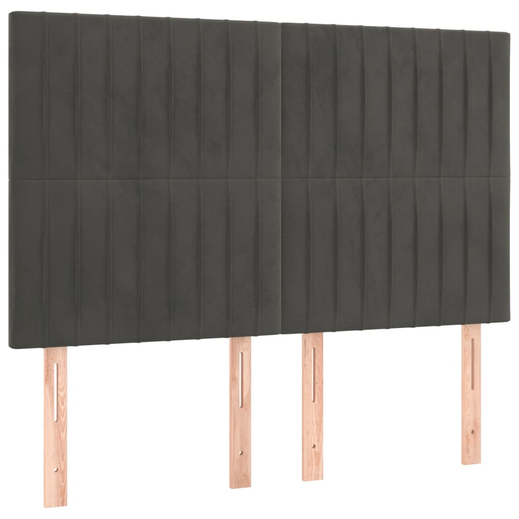 4 db sötétszürke bársony fejtámla 72 x 5 x 78/88 cm (3116619)