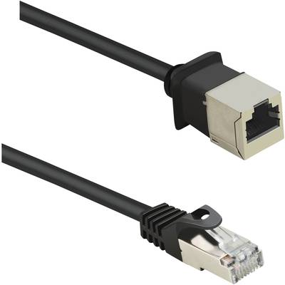 RJ45 Hálózat Hosszabbítókábel CAT 5e F/UTP 3.00 m Fekete Védővel, Aranyozatt érintkező Renkforce (RF-4394130)