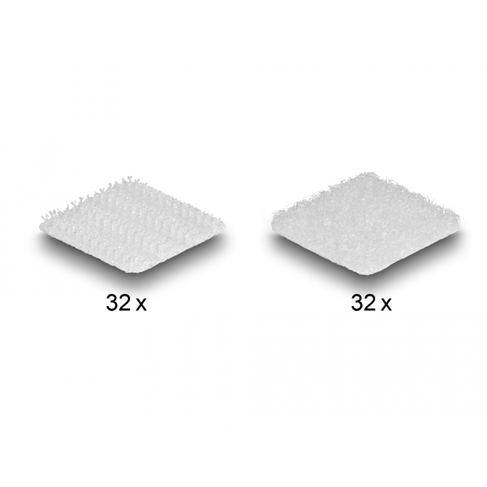 Delock négyzet alakú öntapadós, tépőzáras rögzítő 64db fehér (19097) (delock19097)