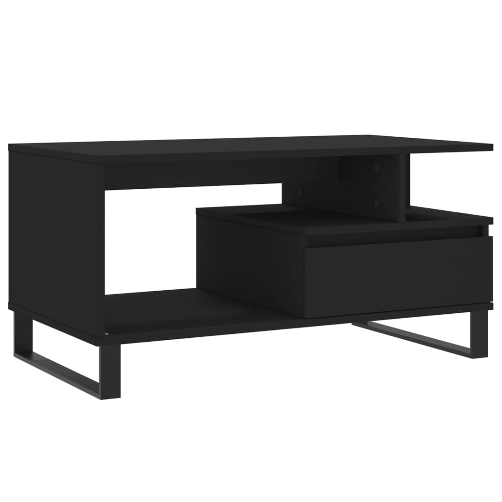 fekete szerelt fa dohányzóasztal 90 x 49 x 45 cm (831029)