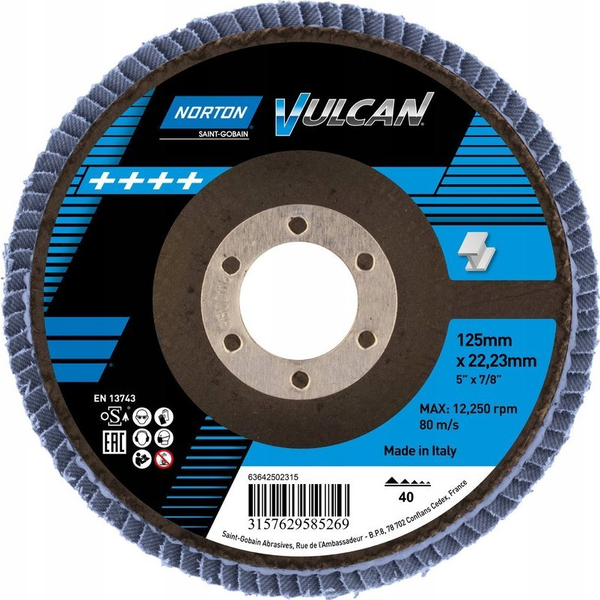  Norton Clipper Tarcza lamelkowa FLD FDTF 125x22 R842 NOR P40 VULNZ EU