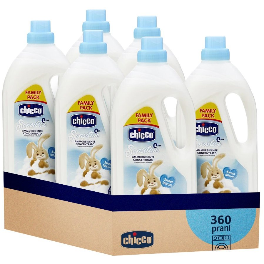 Chicco Sensitive Concentrato, édes hintőpor 6×1,5 l (360 mosás) (28058664122459)