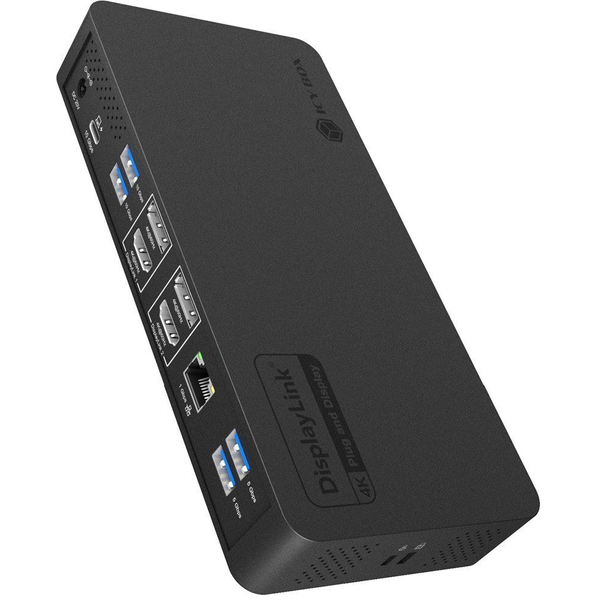 ICY BOX IB-DK2255AC Bedraad USB 3.2 Gen 2 (3.1 Gen 2) Type-C Zwart
