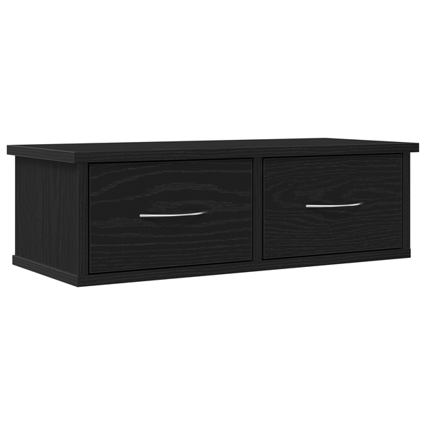 Falra szerelhető Fiókos Polc Fekete Tölgy 60x26x18,5cm Mérnöki Fa
