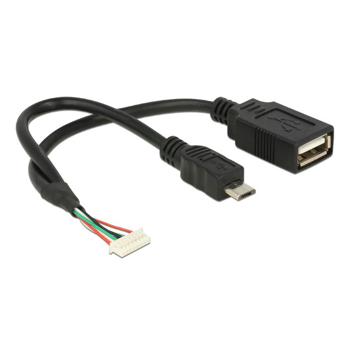 Delock USB 2.0 1,25 mm 8tűs anya -> USB 2.0 Type-A anya + USB 2.0 Type Micro-B kábel (84835) (d84835)